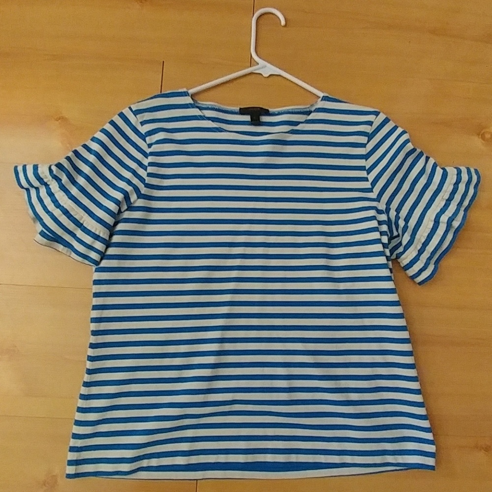 J. Crew ruffle sleeve, stripe tee